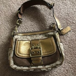 Light brown and gold Coach bag